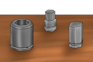 Different bolts compatible with a socket bit