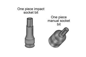 Impact one piece socket bit and manual one piece socket bit