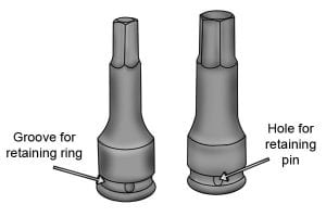Impact socket bit groove and hole
