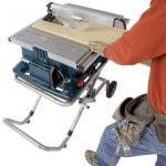 Bosch 10-Inch Worksite Table Saw 4100-09 in use cutting materials