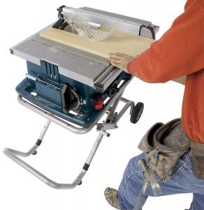 Bosch 10-Inch Worksite Table Saw 4100-09 in use cutting materials