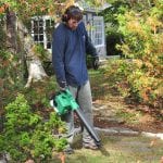 Hitachi RB24EAP Gas Powered Leaf Blower in use