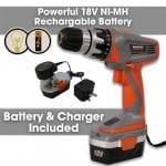 Terratek 18V Cordless Drill Driver complete with ni-mh battery