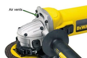 Angle grinders include an air vent to stop motor overheating.