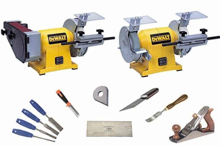 DeWalt Bench Grinder and accompanying accessories.