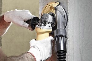 Shroud attachment can work as vacuums when attached to an angle grinder.