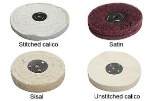 Different types of polishing mops available on the market.