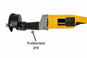 Rubberised grip allows for more control when using the DeWalt Straight Grinder.