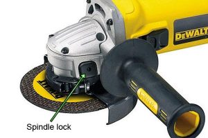 Spindle lock on angle grinder.