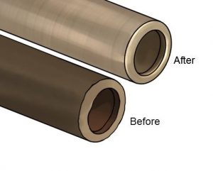 The difference between using a straight grinder to cut a pipe.